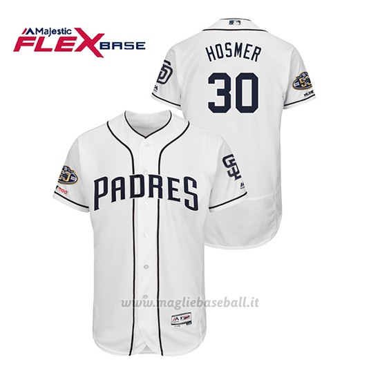 Maglia Baseball Uomo San Diego Padres Eric Hosmer 150th Aniversario Patch Flex Base Bianco